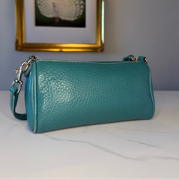 Dooney & Bourke Dillen Mini Barrel Bag in Turquoise Pebbled Leather (RARE) - Picture 3 of 10